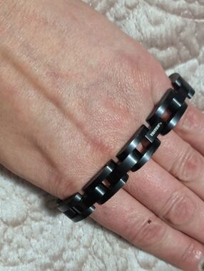 Triton Black Link Stainless Steel Bracelet for Men